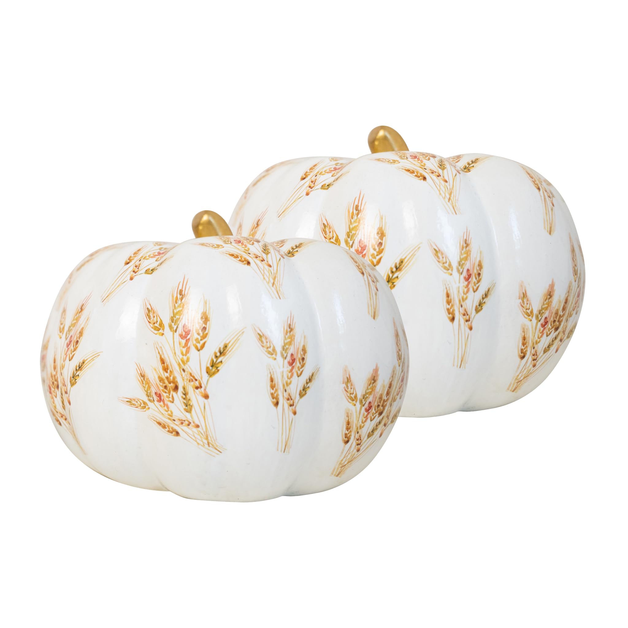 HEITMANN DECO - Ceramic Mushrooms Set of 2, White with Golden Pattern, Approx. 40 cm and 25 cm