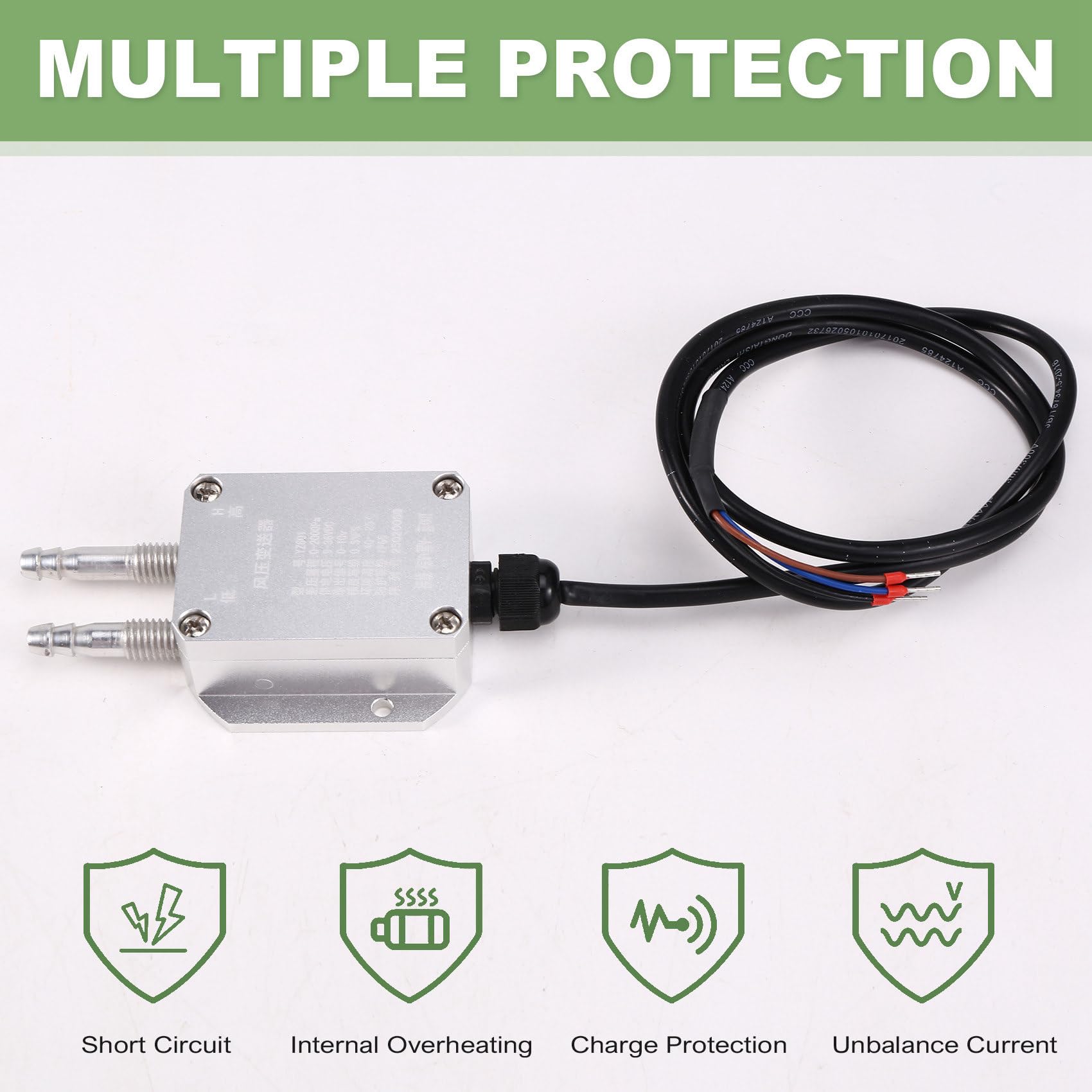 Transmisor Diferencial de Presión de Aire y Viento Sensor de Presión Diferencial 4-20 MA 0-10 V 2 KPa Herramientas para Sensores de Presión