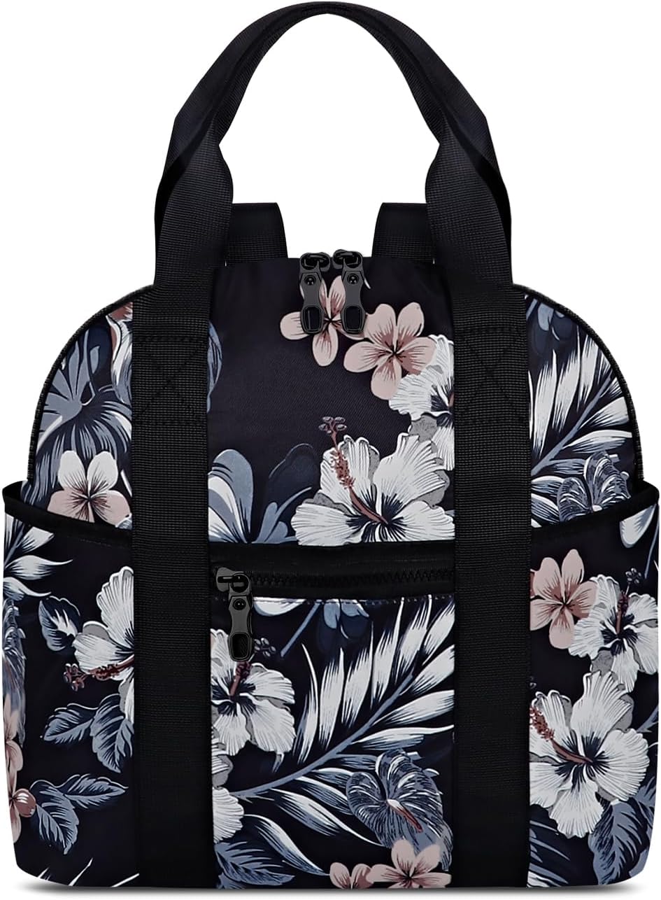 Women’s Backpack Purse Medium Size with Trolley Sleeve, Adjustable Strap/Top Handle, Water Resistant Travel Daypack, Hawaii Flower