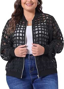 Amazon.com: Agnes Orinda Mesh Sheer Jackets for Women Plus
