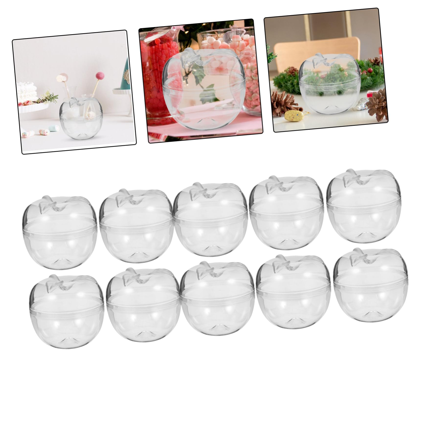 PACKOVE Lot de 10 Boîtes à Bonbons en Plastique, Forme Pomme de Noël, Compactes et Légères, pour Anniversaire et Fête, Décorations Festives