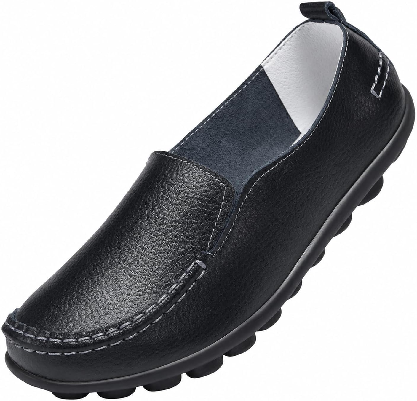 Women’s Leather Slip On Loafers, Comfortable Walking Flats, Casual Driving Shoes for Work, Office and Daily Wear
