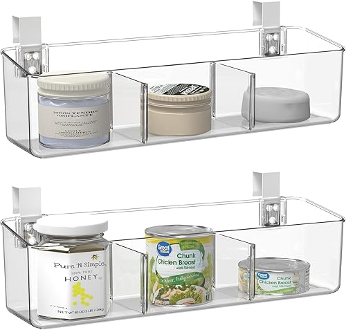 Miniatura 7 de vacane Paquete de 2 organizadores de plástico para puerta de armario con ganchos extraíbles, cestas colgantes transparentes para organizar soporte