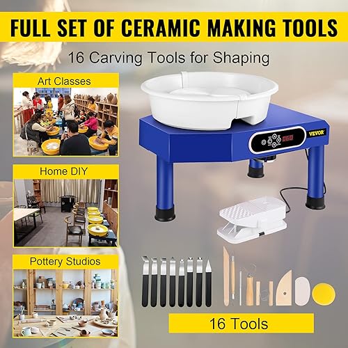 Miniatura 7 de VEVOR Rueda de cerámica, máquina formadora de cerámica, pantalla táctil LCD de 9.8 pulgadas, cerámica de 350 W, herramientas eléctricas de escultura