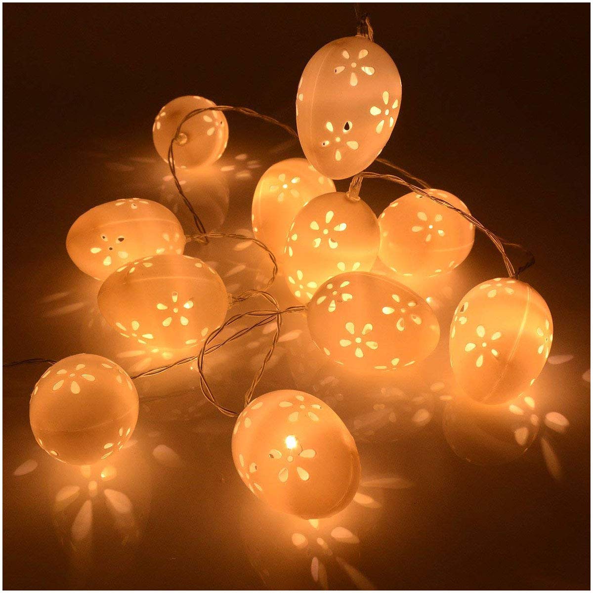 Gardeningwill Yellow Easter 10Ft 30Led Battery Operated String Egg Lights Easter Decoration Party Xmas Wedding Fireplace Mantels Entrance Tree