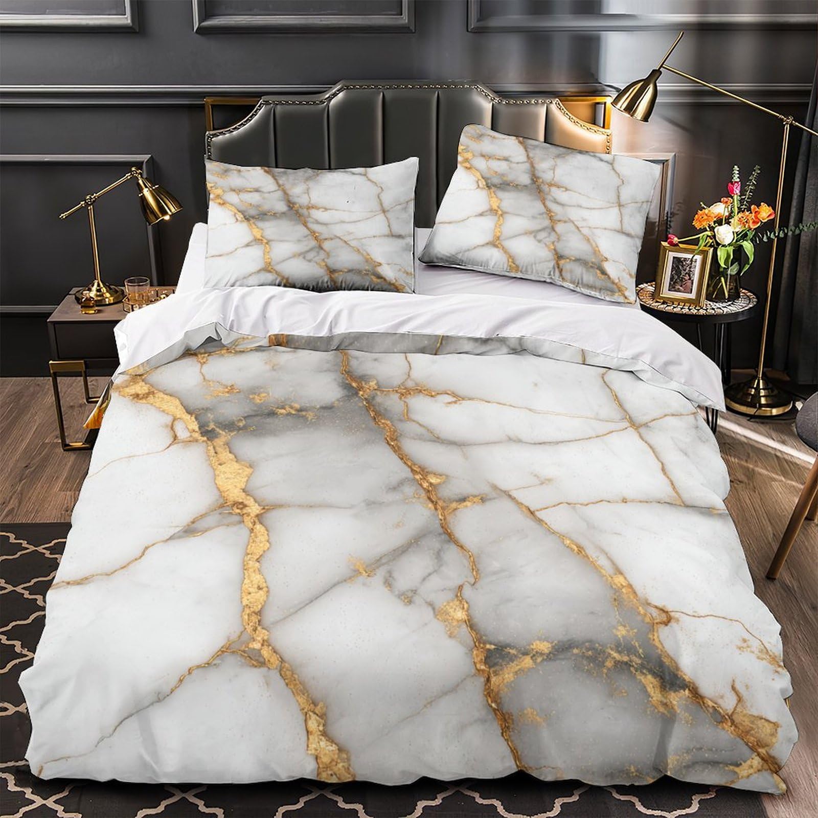 Housse de couette marbre moderne pour relooker une chambre d'enfant ou d'ado