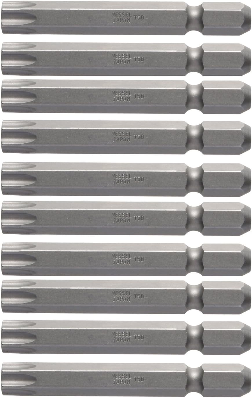 Vessel V5 ZP Torx Bit T1.0 x 2.6 inches (25 x 65 mm), Set of 10