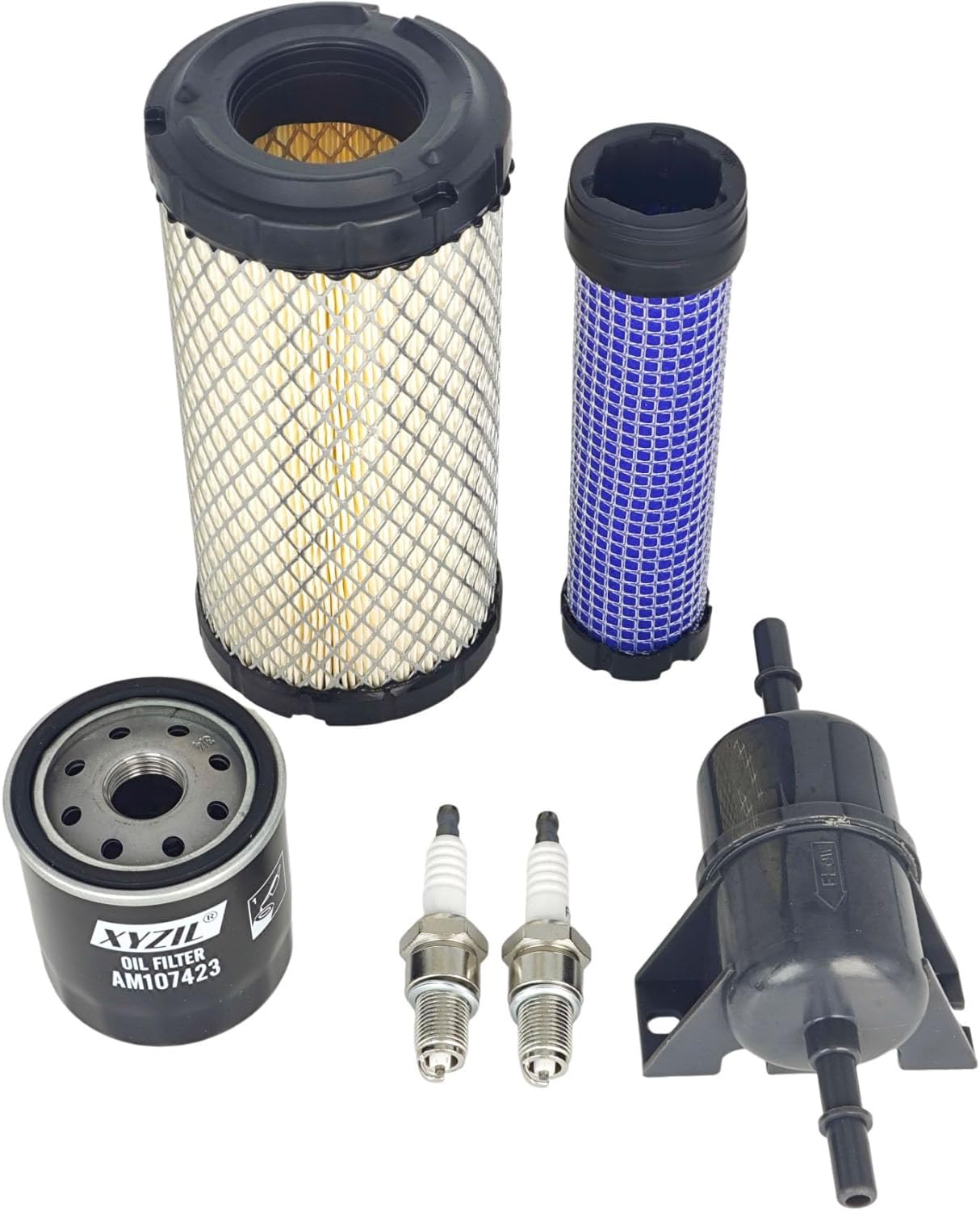 Tune Up Maintenance Filter Kit Compatible with John Deere Gator XUV620i XUV625i Compatible with Kawasaki FD620-AS26 Engine AM107423 AM117584 M113621 M123378 M138938 Spark Plug Oil Fuel Air