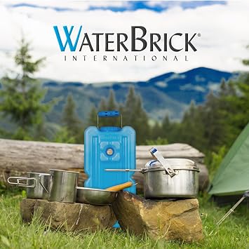 WaterBrick International WaterBrick Water Storage Containers for Emergency Water Storage | 4-Pack of Stackable 3.5 Gallon Water Container Bricks | Food-Grade HDPE Plastic | BPA-Free | STD Blue