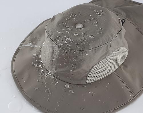 Miniatura 3 de Home Prefer Sombrero de sol para hombre al aire libre UPF50+ con solapa para el cuello, protección UV, ala ancha, safari, pesca, senderismo,