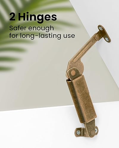 Miniatura 6 de Baúl de almacenamiento de 39.4 pulgadas, baúl de almacenamiento extragrande con 2 bisagras, banco de caja de madera, baúl organizador elevador,