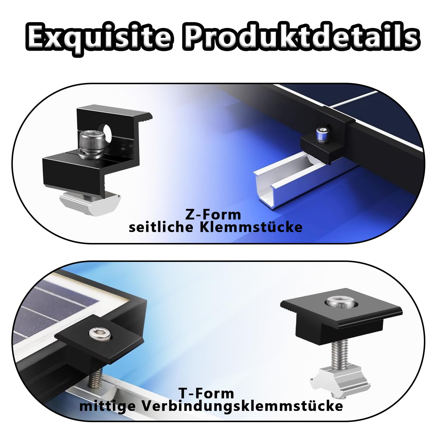 Kit Soporte Placas Solares, Soporte Placas Solares de Aleación de Aluminio, Panel Solar de Z de 30 mm / 35 mm, Soportes de Panel, Barco,Pared,Techo Plano (Para 4X modulos solares)