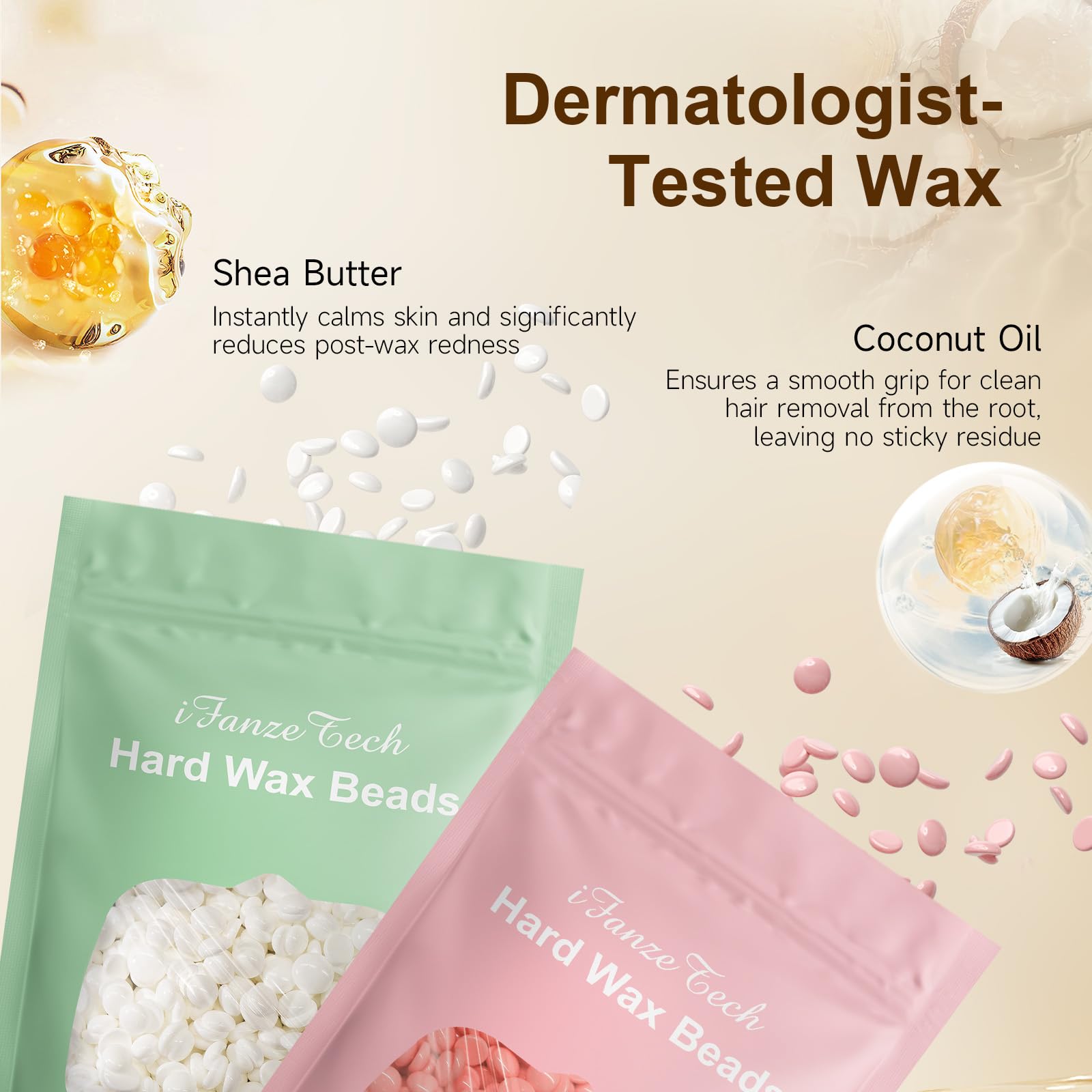 Waxing-Set,Wachs Haarentfernung für Frauen: iFanzeTech Wachswärmer mit 400g Wax, Ganzkörper Haarentfernung mit Warmwachs, Langanhaltend glatt, Heißwachsgerät-Rosa