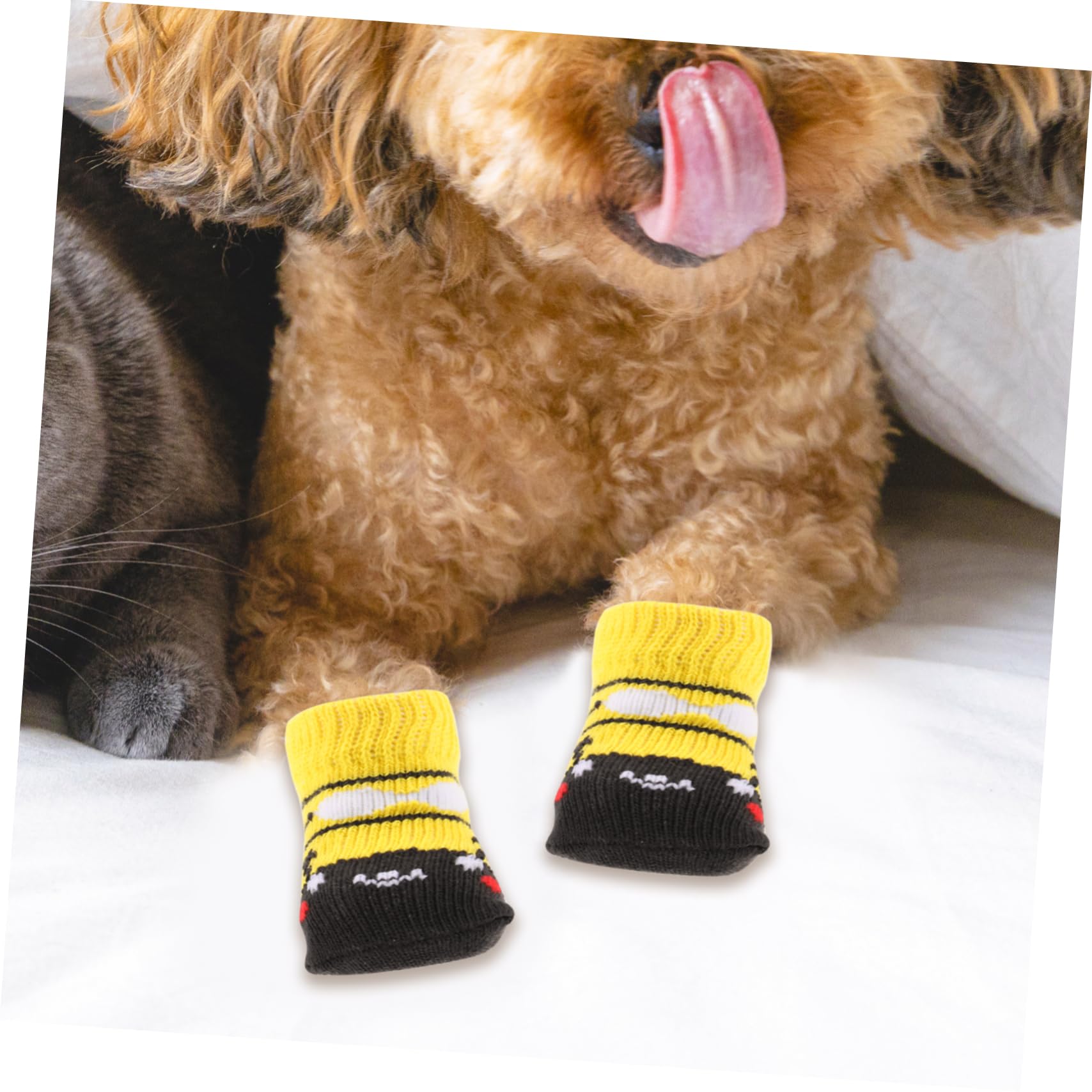 ibasenice 4Pcs Slip Pet Socks for Dogs Breathable Cotton Paw Protectors Washable Winter Warmth Cute Portable Dog Socks for Indoor and Outdoor Use