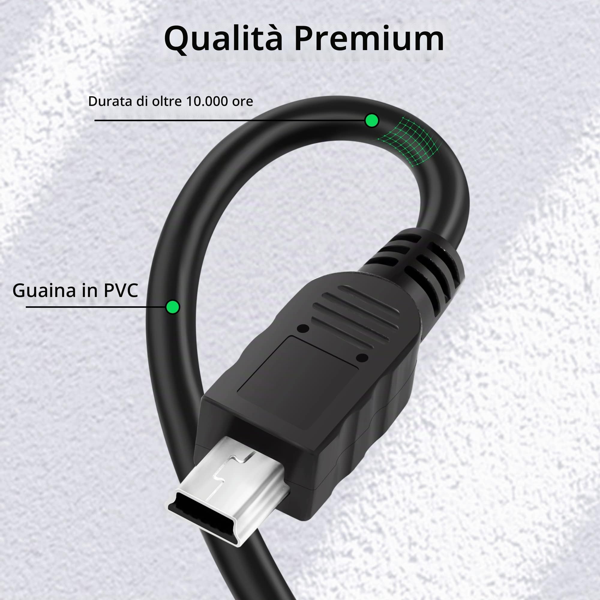 Cavo Mini USB 2.0 Tipo A Maschio A Mini B – Per Ricarica E Dati, Lunghezza Z24, Nero