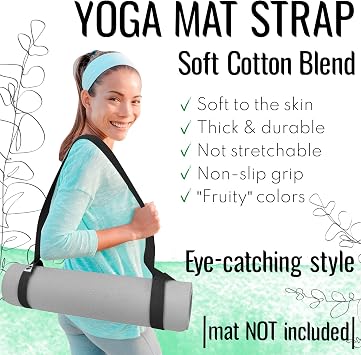 TECEUM Yoga Mat Strap Extra Soft & Thick Cotton Carrier for All Mats