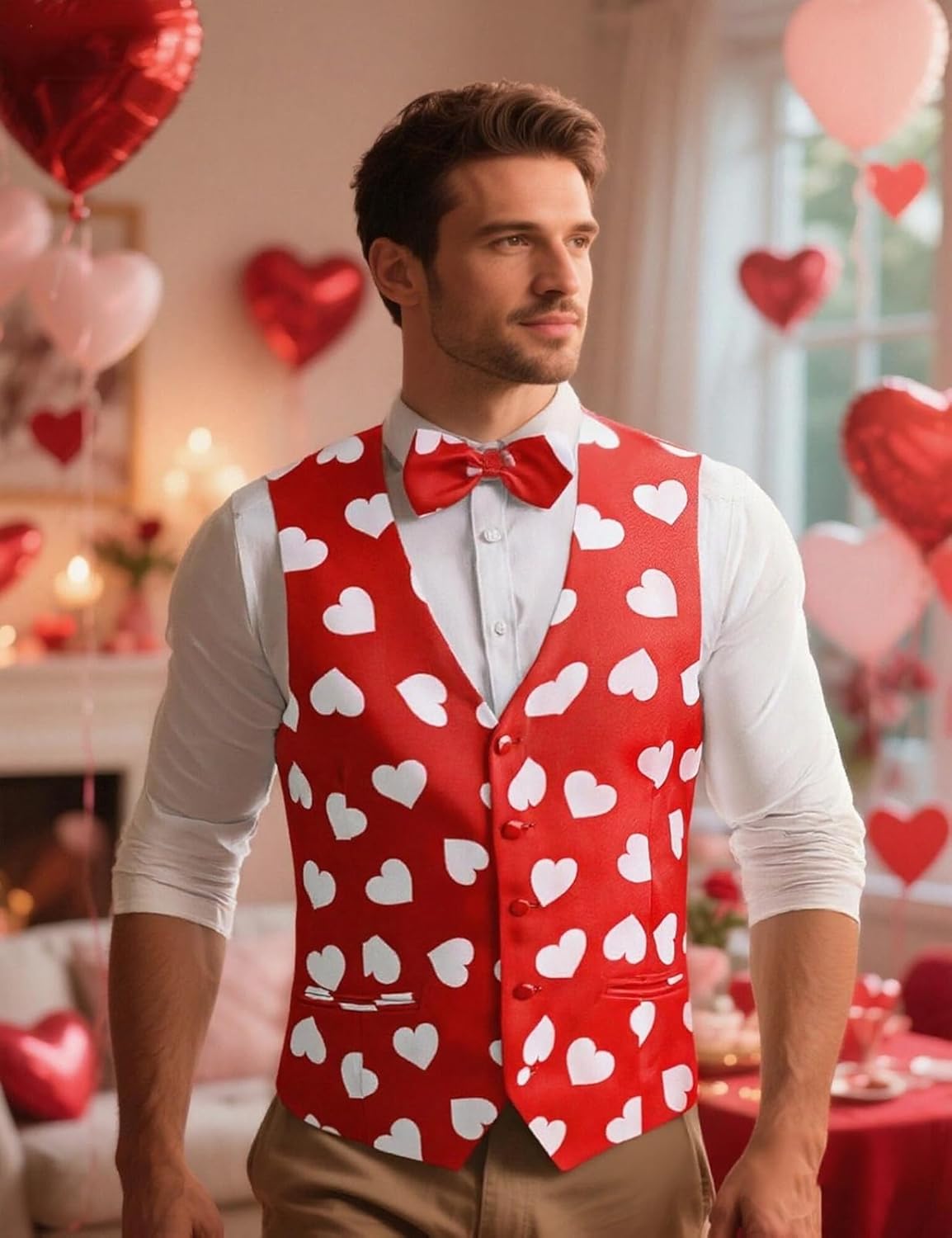 LINOCOUTON Men's Suit Vest with Bow Tie