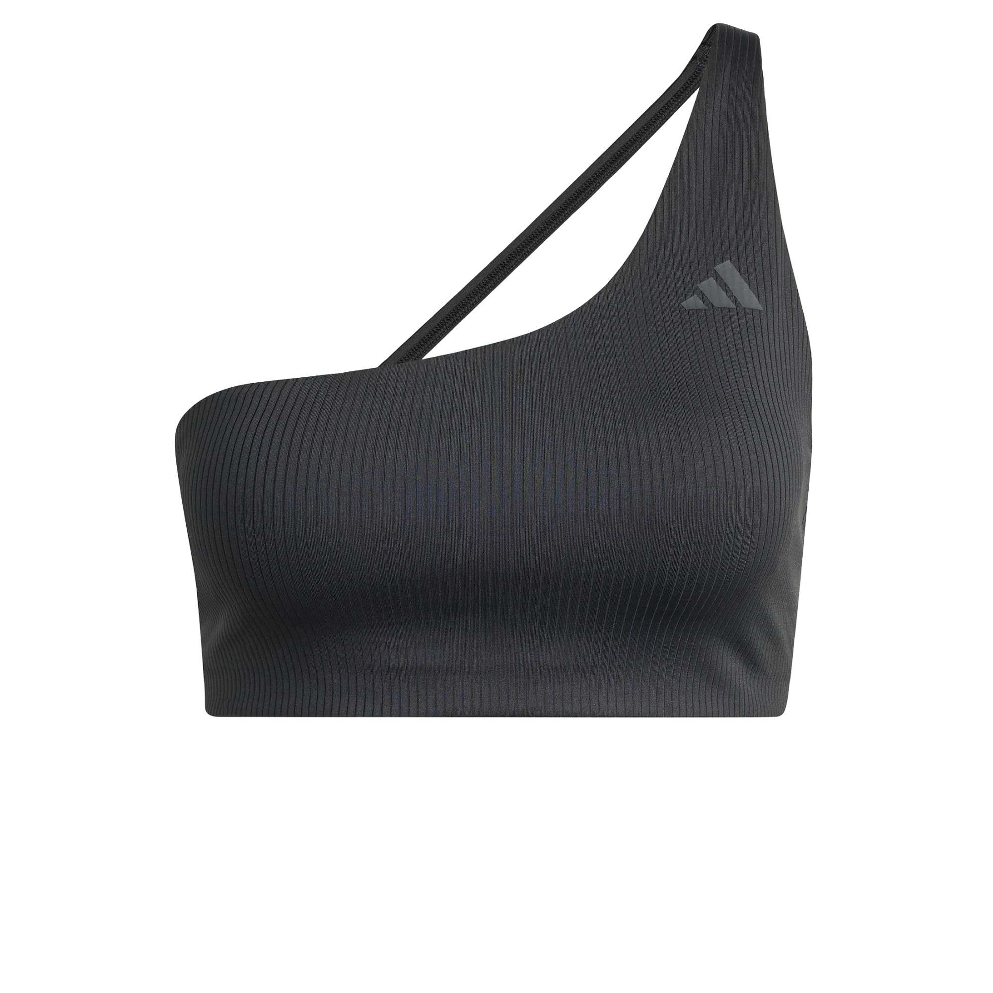 adidas dames Optime Workout Rib One Shoulder Light Support Bra, black, XL