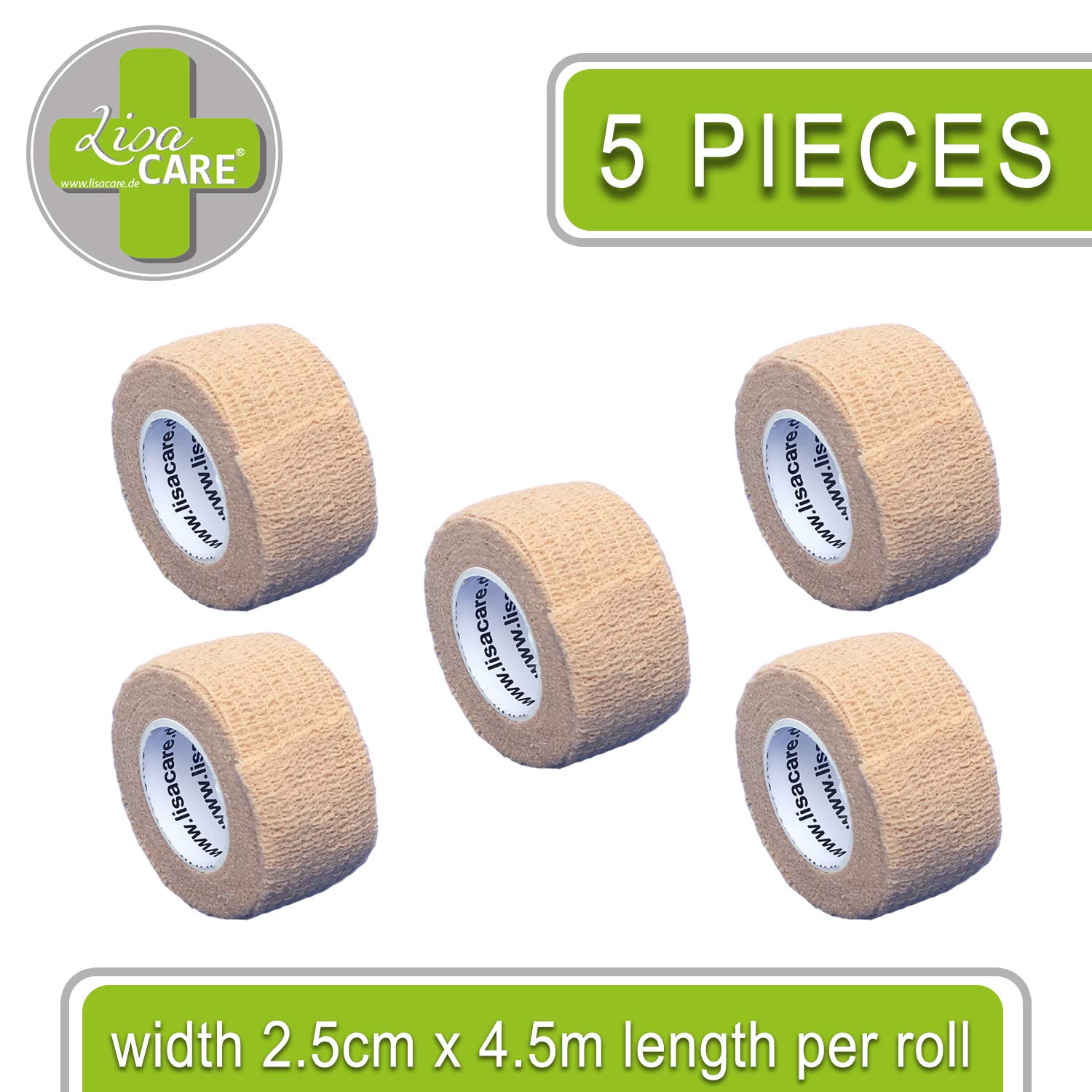 LisaCare Benda Autoadesiva In Gesso Per Dita – 2,5 Cm X 4,5 M, Elastica, Impermeabile E Senza Residui - 4