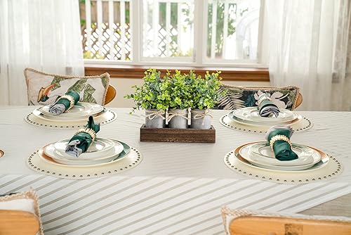 Miniatura 4 de Dahey Florero de metal con eucalipto artificial y centro de mesa, bandeja de madera con eucalipto artificial para decoración de granja