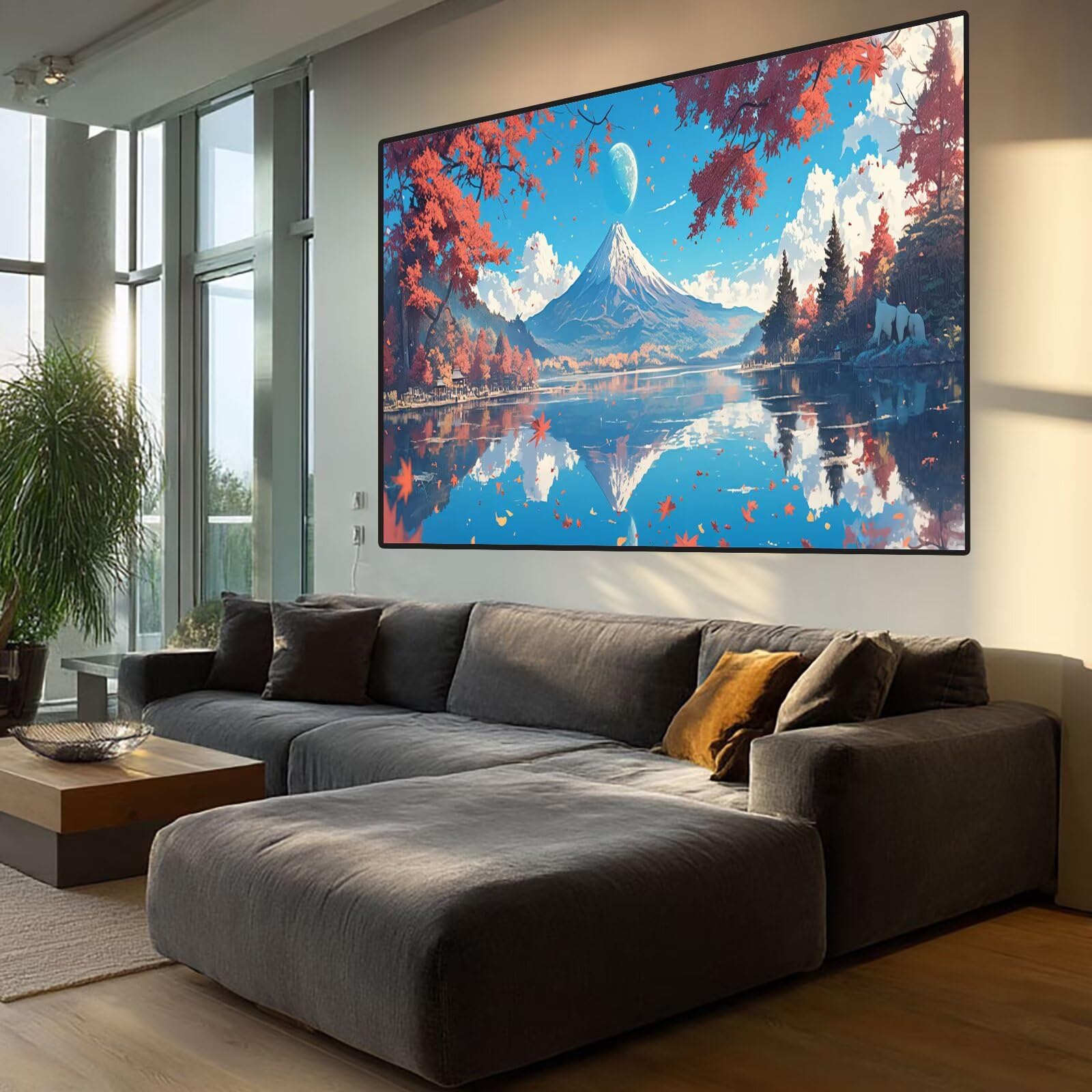 Mount Fuji Diamond Art Tree Diamond Painting Arts and Crafts dla dorosłych, zestawy do malowania diamentami 5D, dla dorosłych, Crysta, zestaw do haftowania dla początkujących, dekoracja ścienna do