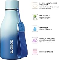 Vista 41 de BJPKPK Botellas de agua aisladas, botella de agua de metal de acero inoxidable de 18 onzas con correa, termo a prueba de fugas sin BPA, tazas