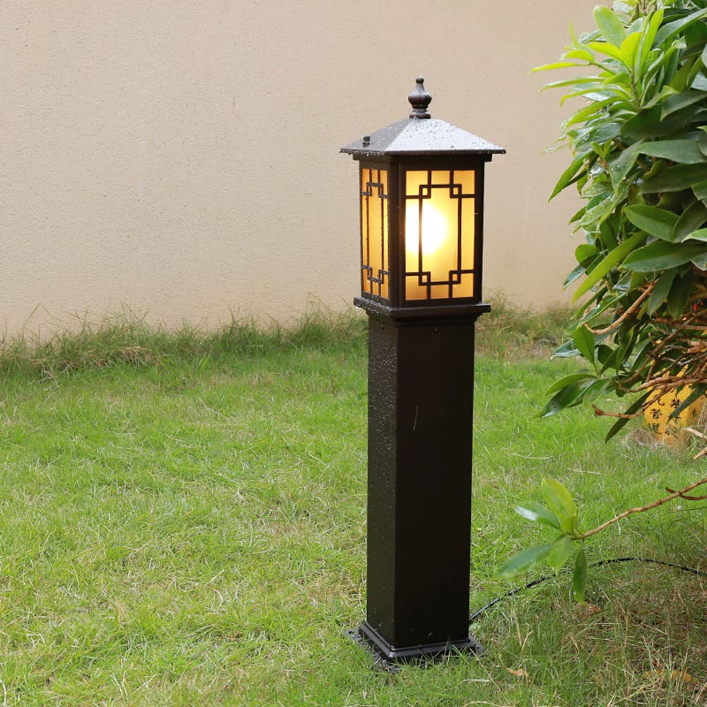 Luces de columna súper cuadradas chinas de 28,8 pulgadas Luz de calle impermeable y a prueba de lluvia para exteriores E27 Lámpara de poste de aluminio fundido a presión marrón de un solo cabe