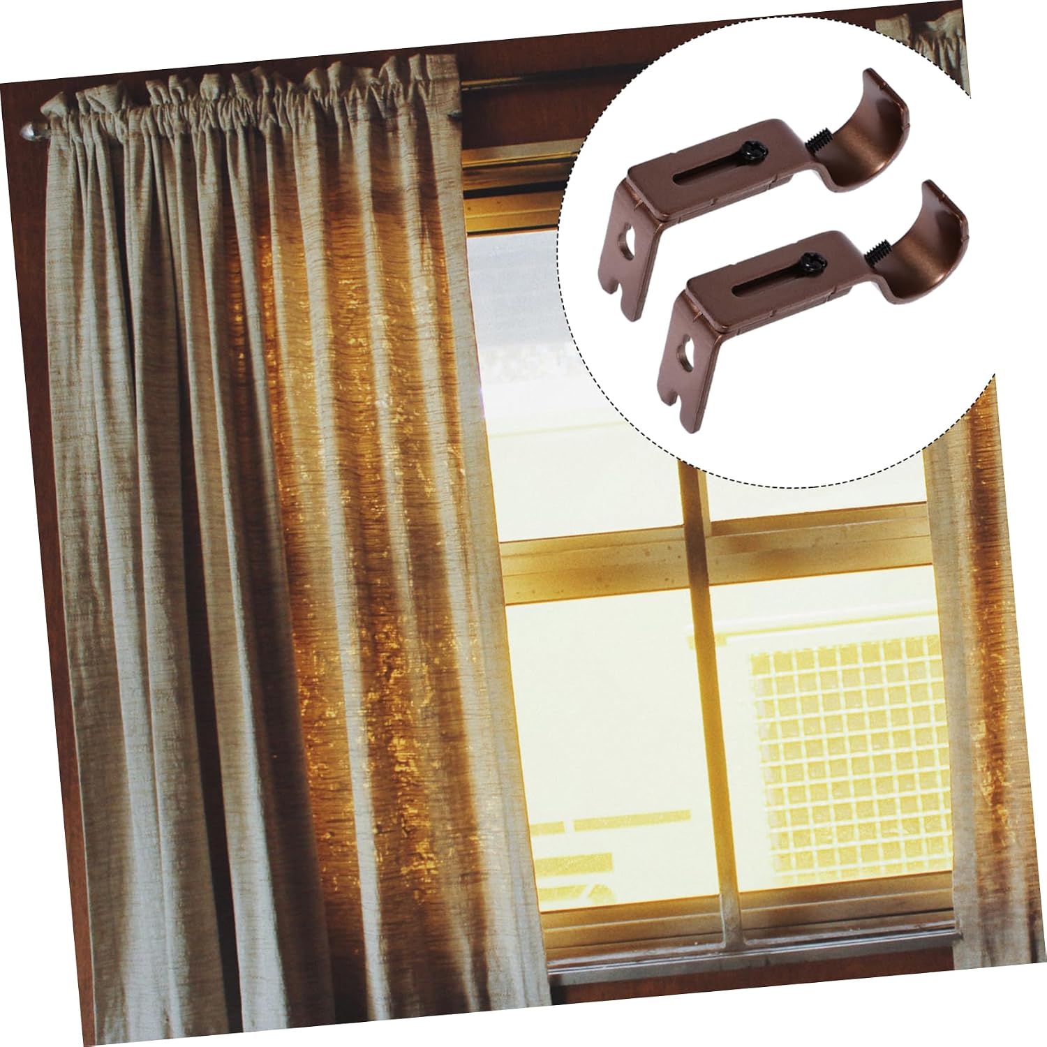 3pcs Curtain Rod Bracket Drapery Rod Rack Vintage Style Adjustable Holder for Windows