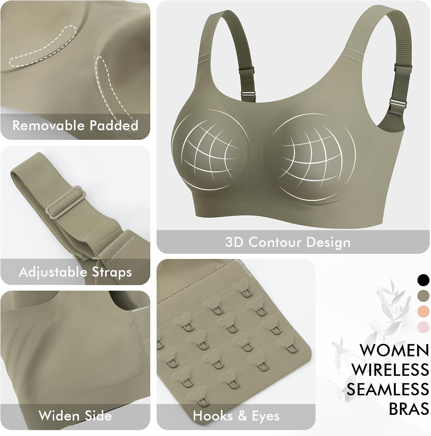 Ganado Seamless Wireless Bras for Women Full Coverage No Underwire Supportive Bras Padded T Shirt Bra Comfort Bralette - Image 3