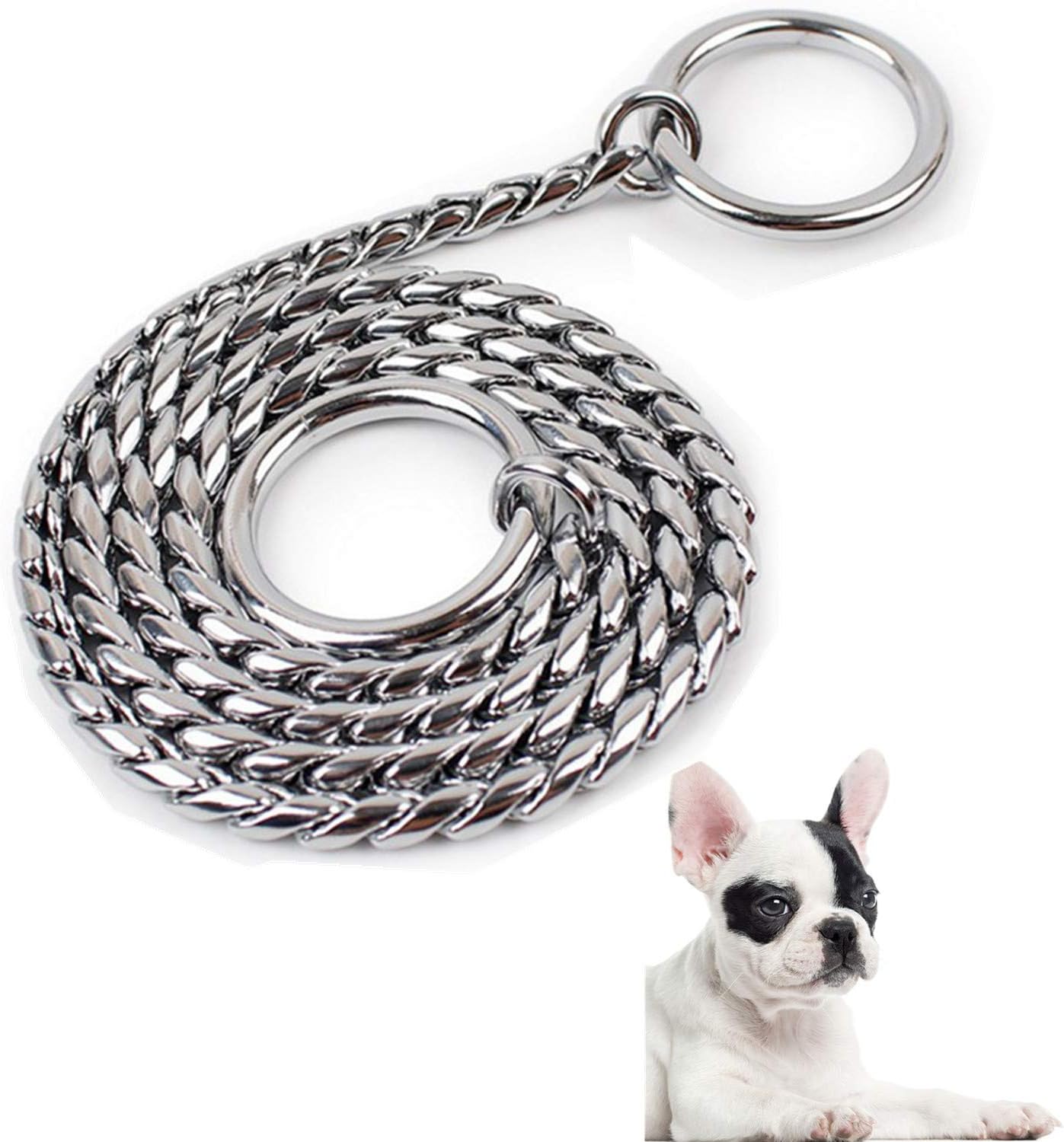 Dog Snake Chain Choke Collar P Chock Metal Chain Pet Collars Necklace Walking Training Pet Supplies for Small Medium Large Dogs (Sliver, 4.0mm×20")