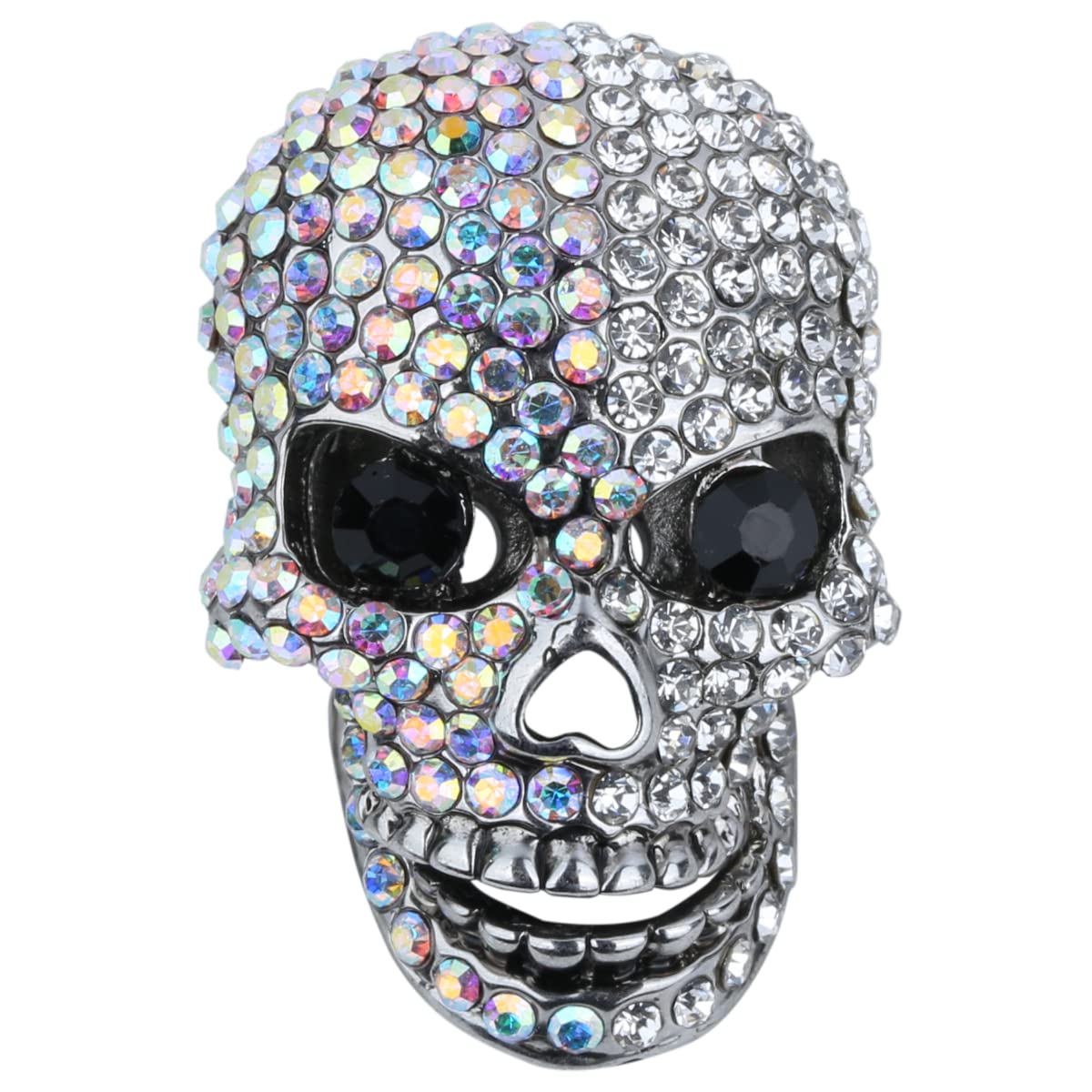 Szxc Women's Skull Pin Brooch, Moving Jaw, Sparkling Crystals, 1 1/2 inch, Women Biker Jewelry, Halloween costume Accessories