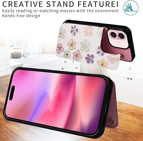 Miniatura 373 de UEEBAI Funda tipo cartera para iPhone 15 Pro Max con tarjetero, cubierta de cuero PU con soporte, bloqueo RFID, doble cierre magnético, relieve de