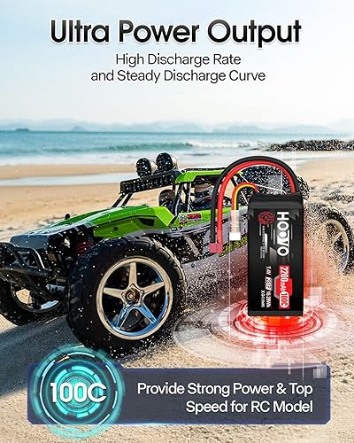 Miniatura 5 de HOOVO 2S Shorty Lipo Battery 2200mAh 100C 7.4V RC Lipo Batería con conector T para FPV Racing Drone RC Avión Helicóptero Quadcopter Car-2 Pack