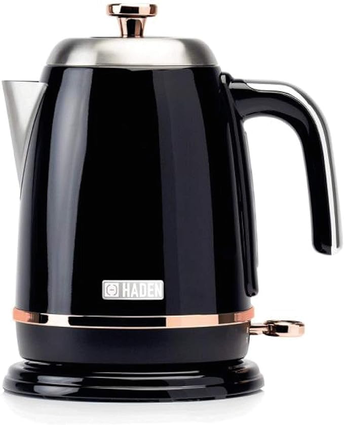 Haden Black Kettle Electric Energy Efficient Kettle Boil