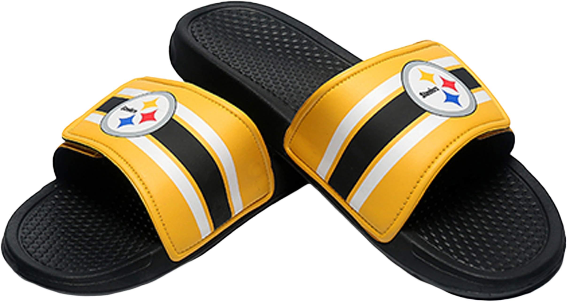 FOCO Pittsburgh Steelers NFL Mens Stripe Mens Legacy Sport Slide - L