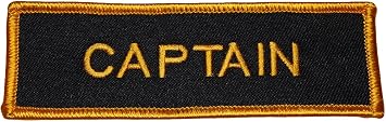 Pack of 6 Captain Black & Gold Rectangular Iron On Patch PL-345
