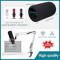 Vista 3 de Brazo de micrófono blanco para HyperX QuadCast S - Brazo de micrófono blanco compatible con el micrófono HyperX Quadcast, soporte de brazo