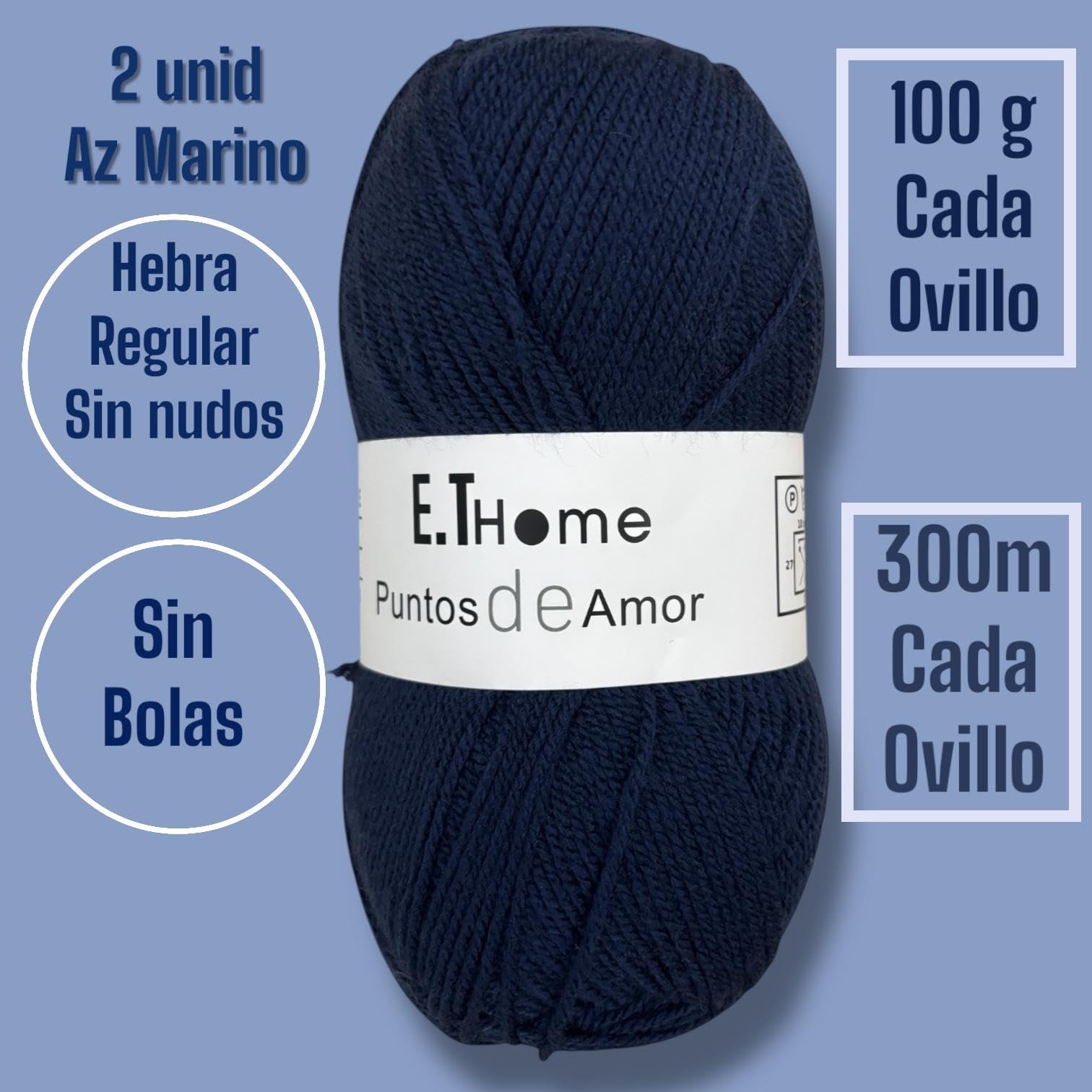 6 motków wełny x100g dla elity, wełna szydełkowa, wełna dwie igły, wełna, do robienia skarpet, koców, swetrów, czapek, amigurimis. Zwykła nić bez węzłów. (Mix niebieski)