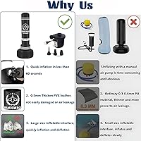 Vista 2 de Standing Punching Bag with Stand Adult, 70'' Freestanding Heavy Boxing Bag with Electric Air Pump