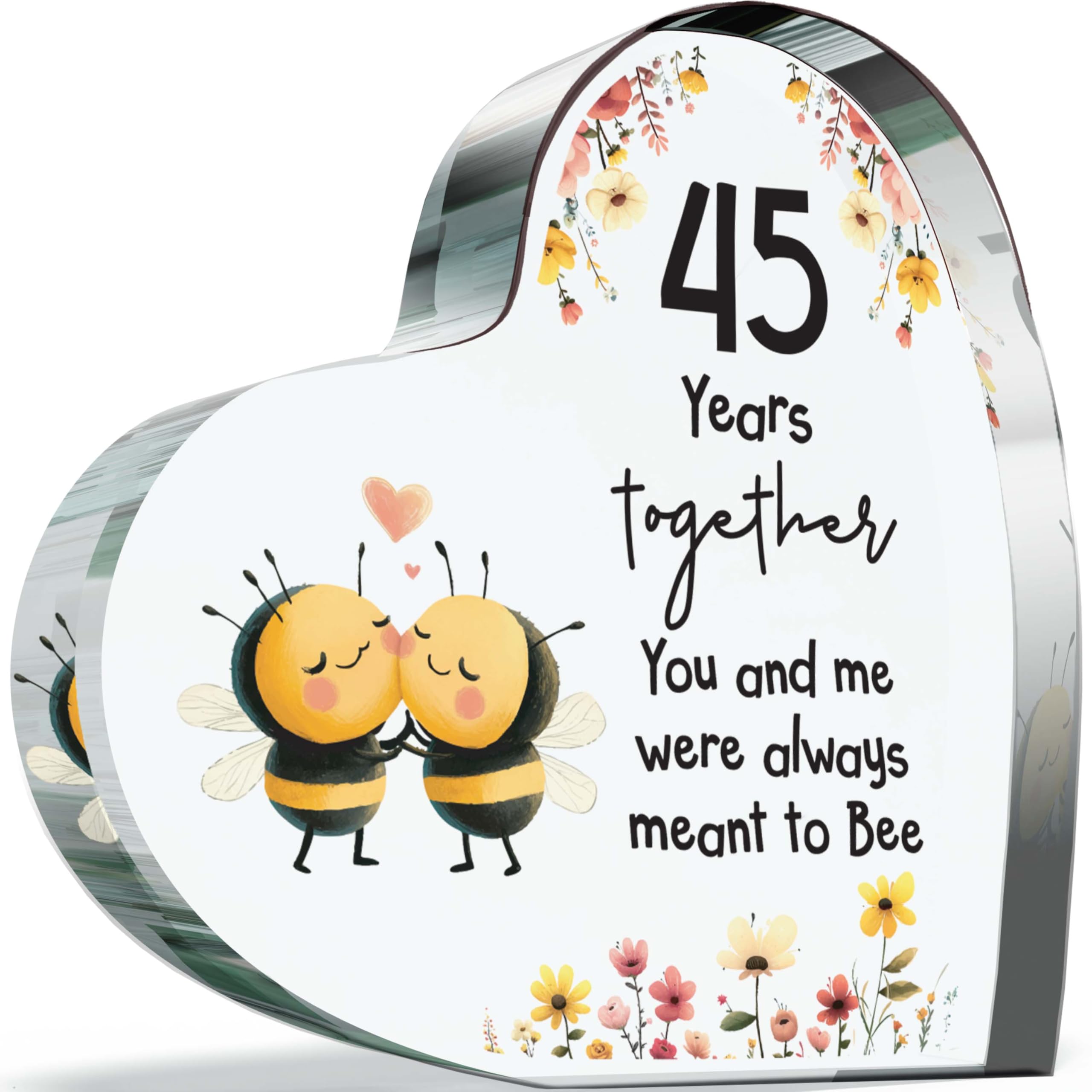 Giftzie Women's 45 Sapphire Anniversary Acrylic Heart Plaque For Wife Or Husband, Meant To Bee