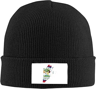 Belize Flag Map Unisex Four Seasons Knitted Hat Winter Warm Hats Hats for Men Women One Size Black