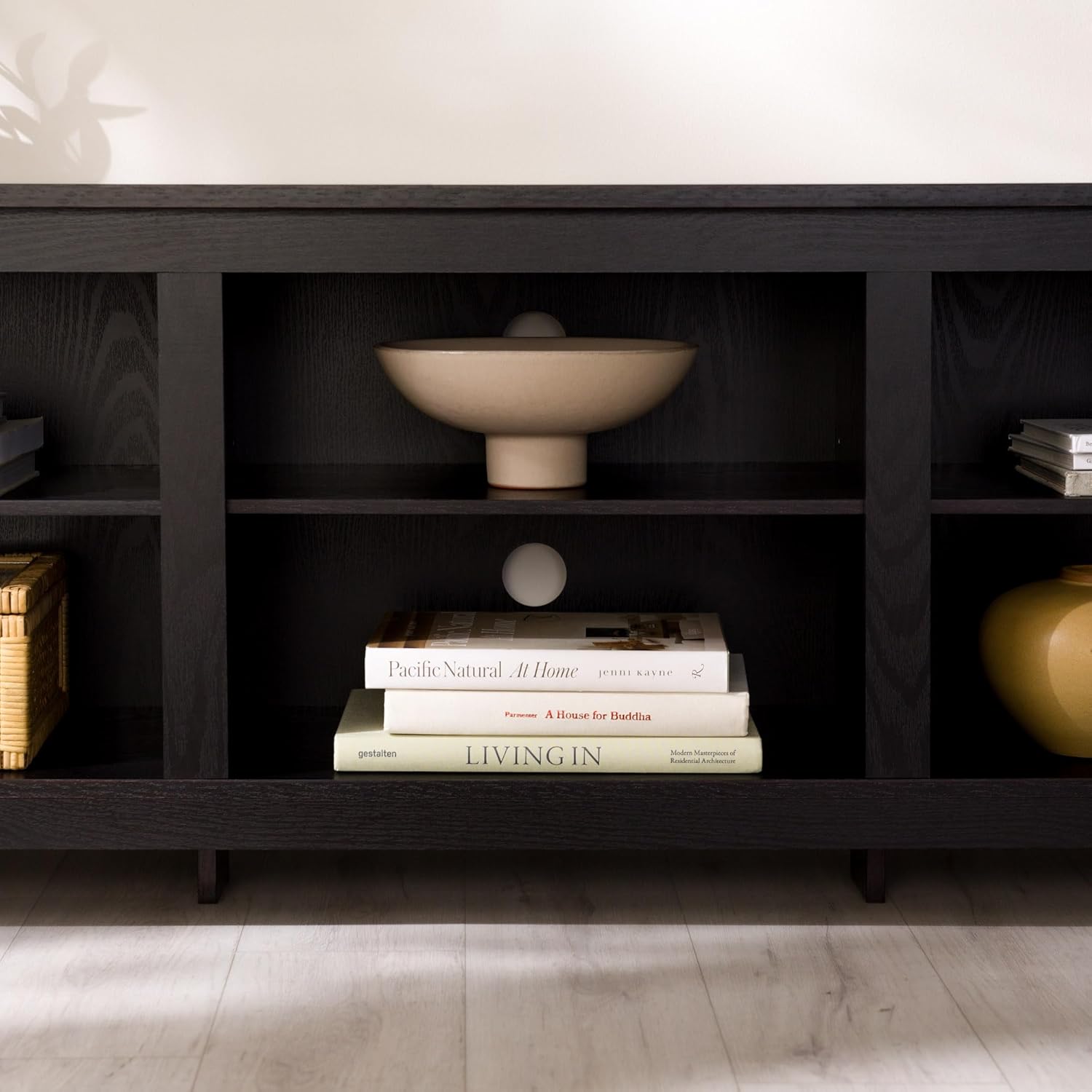 Walker Edison Wren Classic 6 Cubby TV Stand for TVs up to 80 Inches, 70 Inch, Black - Image 4