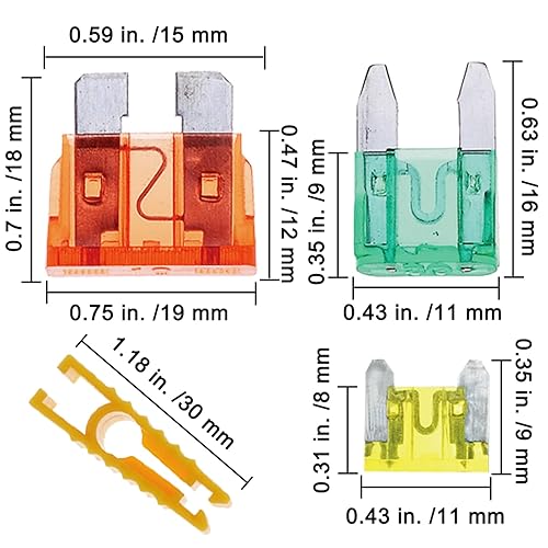 Miniatura 4 de Juego surtido de fusibles de automóvil de 288 piezas, fusibles de hoja automotriz, tamaño mini y de perfil bajo (2A5A7.5A10A15A20A25A30AMPATCATO)