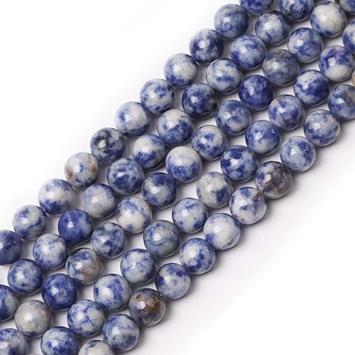 Cuentas de piedra de sodalita azul natural, piedras preciosas redondas lisas de 0.315 pulgadas para hacer pulseras, 45 cuentas sueltas naturales