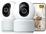 Anona 4K UHD Caméra intérieure, Caméra de sécurité Pet/Dog/Baby avec application téléphonique, 360°Pan-Tilt, 2,4G/5G Wi-Fi double bande 6, Détection automatique, Détection de Crying de personne/petite/bébé, Mode de confidentialité, Audio bidirectionnel, paquet de 2
