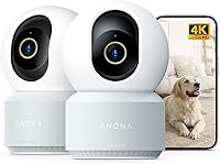 Anona 4K UHD Indoor Security Cameras 2-Pack: Pet/Baby Monitor with AI Detection, 360° Pan-Tilt, WiFi 6, Auto-Tracking & Privacy Mode