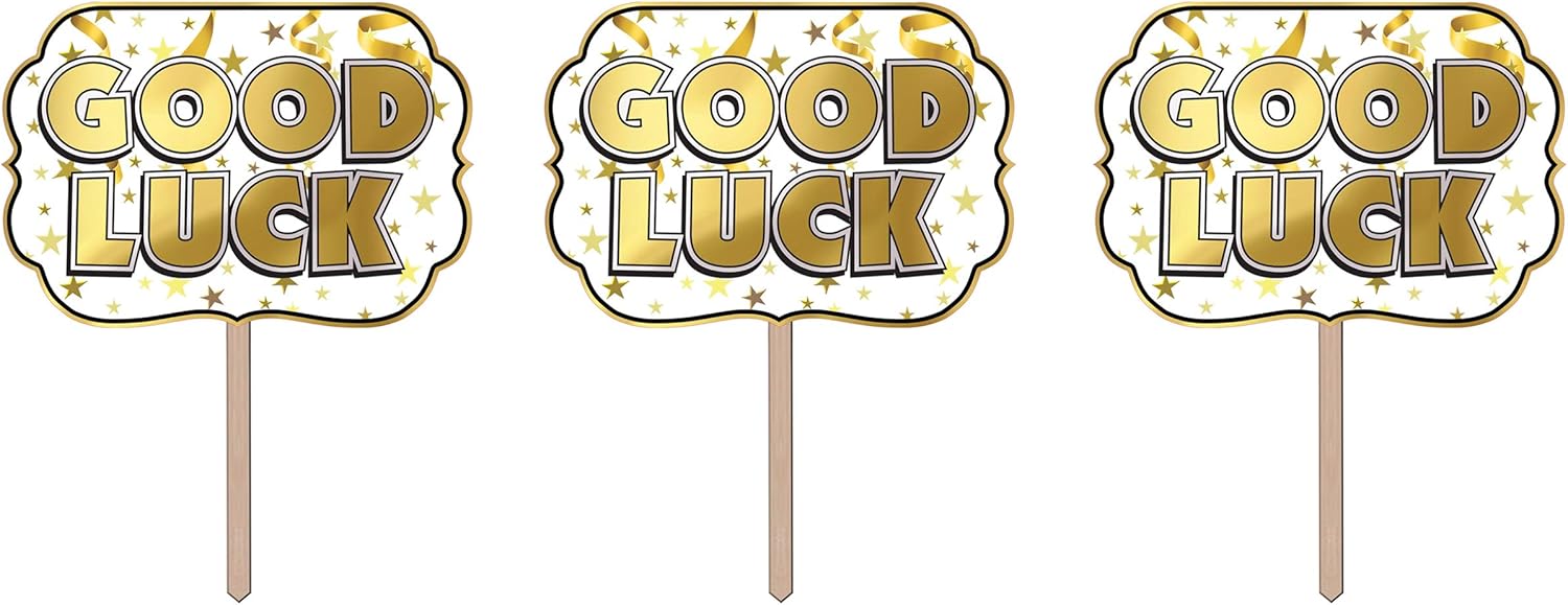Foil Good Luck Yard Sign Pack of 3