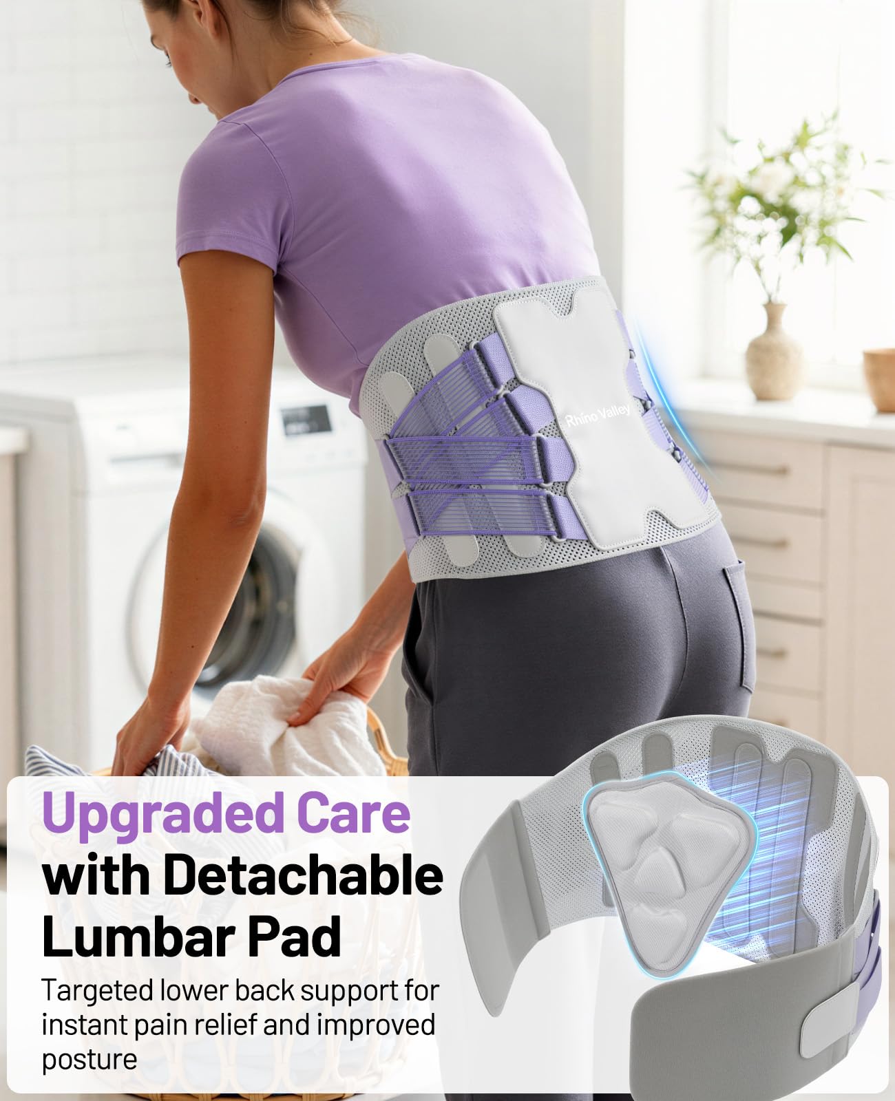 Faja Lumbar para Mujeres, Faja de Soporte para Aliviar el Dolor Lumbar, Cinturón Lumbar Ajustable con Almohadilla Lumbar, Faja Ergonómica Transpirable de Alivio Inmediato para Hernia Discal, L