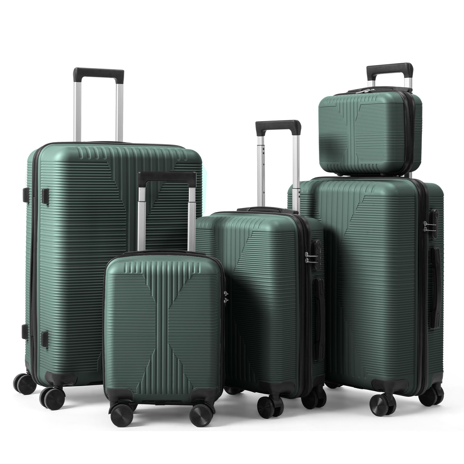 Karl home PP Hard Case Luggage Sets 5 Piece, Dark Green, 12/16/20/24/28"