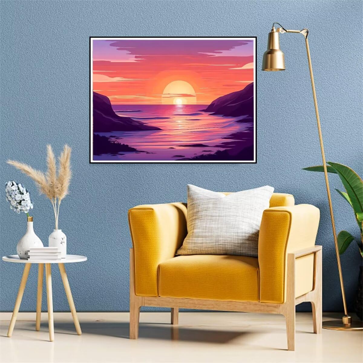 Malen Nach Zahlen Kit „Sonnenuntergang-Wald-Adler“ Für Erwachsene – 40x50 Cm Leinwand Mit Acrylfarben